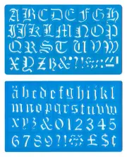 30mm OLD ENGLISH UPPER LOWER CASE ALPHABET NUMBERS STENCIL TEMPLATE SET mb