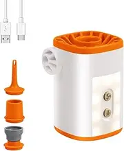 Portable Wireless Electric Air Pump with Light 3600mAh USB Rechargeable Mini Air Pump Quick Fill Inflator Deflator with 4 Nozzles for Inflatables Sleeping Pad Swimming Ring Water Toys Vacuum Bags