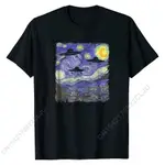 UFO ALIEN ABDUCTION STARRY NIGHT VAN GOGH 繪畫 T 恤男士休閒 T 恤棉 T