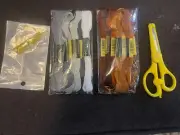 Embroidery Floss Thread 16 Colors Scissors & 4 Needles