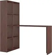 BRV Furniture Nut-Brown Bookshelf with Attached Desk | 8 Spacious compartments |Ideal for Commercial and Private Spaces | Made in Brazil | BE 38-164