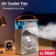 Portable Fan USB 3-in-1 Air Conditioner Desk Purifier Recharge Mist LED IceWater