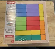 Fisher-Price HXT79 Wooden Rainbow Stacking Building Blocks, Creative Play 65 Pc