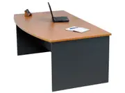 LOGAN BOW FRONT DESK 1800mm W x 1050mm D x 730mm H Beech & Ironstone