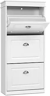 Artiss Shoe Cabinet, 18 Pairs Shoes Rack Storage Organiser Cabinets Drawers Cupboard Organizer Display Case Home Decor Indoor Outdoor Bedroom Hallway Furniture, Adjustable Shelves White