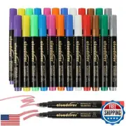 cloudriver Metallic Markers, 24 Count, 12 Assorted Colors, Fine and Chisel Ti