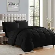Down Alternative Comforter All Season Warmth Luxurious Plush Loft Microfiber Fill Duvet Insert Bedding, Queen, Black