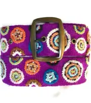 Women's embroidered Peruvian Purple wool belt. Sundance Belt. Size Medium.