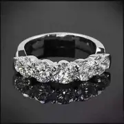 5CT Round Cut Moissanite 5 Stone Wedding Anniversary Ring 14K White Gold Plated