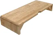 Gadpiparty Bamboo Computer Monitor Stand Riser Ergonomic Monitor Heightening Rack for Improved Posture Space Saving Desktop Organizer for Home Office and Workstation Setup