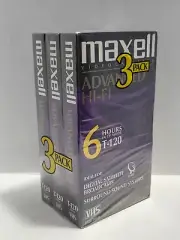 Maxell High Fidelity Hi-Fi Blank VHS VCR Tape 3-Pack XL T-120 New