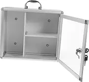 GOOHOCHY Portable Lockable Medicine Box Wall Mounted Household Emergency Storage Container with Clear Lid for Organizing Medications and Essentials