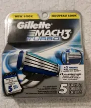 Gillette Mach 3 Turbo Men's Razor Blade Refills, 5 Count Razors Blades Refill
