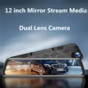 Car 12 inch Mirror Touch Screen Dash Rear View Camera Parking Monitor Recorder