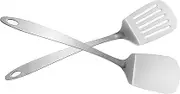 IMEEA Kitchen Spatula Set Solid & Slotted Turner Stainless Steel Fish Slice Solid Turner Cooking Spatulas Set for Fish Eggs Steak Pancakes, 13.5-Inch