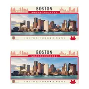 2x 1000pc Masterpieces Puzzle City Panoramic Boston Jigsaw Tabletop Game 33x99cm