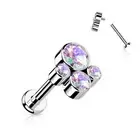 Piercing Ear Labret Titanium Cluster 4 Stones Aurore Borealis