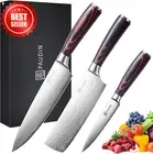 Knife Set 3 PCS Professional Kitchen Chef Knives Ultra Sharp Blade Wooden Handle