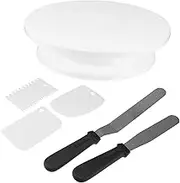 STOBAZA 1 Set Cake Decorating Tools with Rotating Cake Stand and Plastic Spatula Easy to Clean and Smooth Rotation