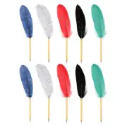 10pcs Feather Ballpoint Pens 0.5mm Ink Quill Writing Pens for Office