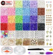 6000 PCS Clay Beads for Bracelet Making,24 Colors 6Mm Flat round Polymer Clay Be