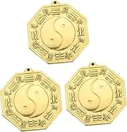 HOMSFOU 3pcs Copper Eight Diagrams Mirror Feng Shui Bagua Mirror for Home Blessing Decoration Copper Convex Exorcism Ornament Chinese Style Wall Hanging Decor