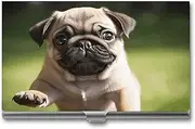 [LKHDS] Slim Aluminum Alloy Business Card Holder Pug Puppies Pocket Business Card Case Portable Business Card Wallet Business Card Holders Handheld Card Box for Women Men, style, One size, Style, One