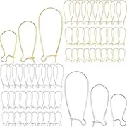 Ear Wire Hooks,300PCS Earring Hooks Dangle Earring Kidney Ear Wires Earring Teardrop Ear Wire for DIY Jewelry Making (300PCS White K/Kc Gold)