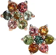 Small Floral Stud Earrings | Flower Cluster Stud Earrings | IONs Rejuvenating Lymphvity Imitation Natural Crystal Studs Colored For