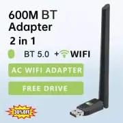 2in1 Bluetooth 5.0 600Mbps Dual Band 2.4/5GHz Wireless USB WiFi Adapter best