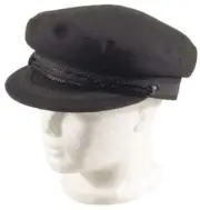 Greek Fisherman Hat Black Wool/Acrylic with Braid Unisex Bakerboy John Lennon