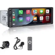 Single Din Car Stereo Wireless Apple CarPlay 6.9 touchscreen Bluetooth Radio USB