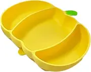 Toddler Plates | Pumpkin Shaped Divided Silicone Plates 3 Food Compartments, Suction Divided Plates for for Camping, School, Home