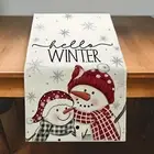 Snowman Tablecloth Dining Room Sideboards Party Decor Christmas Table Runner