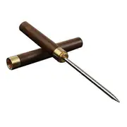 Stainless Steel Ice Pick with Safety Cover Wooden Handle Breaking Ice Tool for Kitchen Bars Picnics Camping black brown
