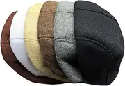 [Yardenfun] Men's Women's Beret Newsboy Cap Sunscreen Sun Hat British Style Peaked Hat Flax Beret Coffee