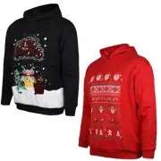 Kids 3D Christmas Hoodie LED Light Up Xmas 3D Pullover Jumper Hooded Sweatshirt