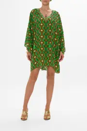 V NECK SHORT KAFTAN WITH TIES GOOD VIBES GENERATION