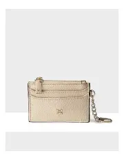 [Madison Accessories] Hannah Zip Card Case with Chain Clip in Gold