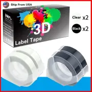 (2Clear+2Black) LabelTape 3D For Dymo Caption Maker (1741205) Label Makers