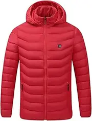 [Chengde] Heated Jacket for Men/Women Lightweight Jacket with Detachable Hood-Warm Puffer Jacket for Hiking Skiing Working Outdoors