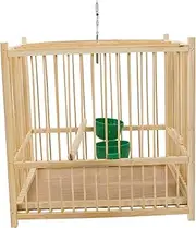 Kisangel 1 Set Bamboo Birdcage Parakeet Cage Bird Display Cage Decorative Bird Cage Small Animal Cage Bird Feeding Cage Parrot Cage Hanging Cockatiel Cage Parrot Feeder Cage Macaw Cage