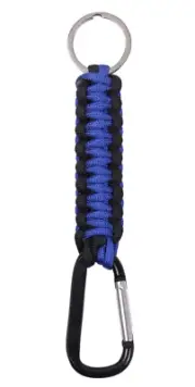 Rothco Thin Blue Line Paracord Keychain With 60 MM Black Carabiner