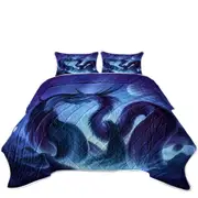 Fantasy Art Moon Night Dragon Fight Coverlet