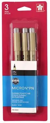 Sakura Pigma Micron PN Pens .45mm 3/Pkg-Black - 2 Pack