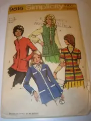 WOMENS UNCUT SIMPLICITY Sewing Pattern 9816 CASUAL VINTAGE JACKET VEST SIZE 16
