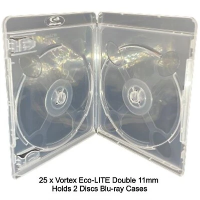 25 x Vortex 11mm Eco-LITE Double Blu-ray Holds 2 Discs Empty Face on Face Cases