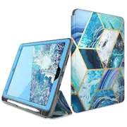 Ipad Air Pro 10.5 Case with Built-in Screen Protector Cosmo Marble Trifold Stand