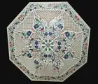 Peacock Design Inlay Work Hallway Table Top Octagon Marble Dining Table for Home