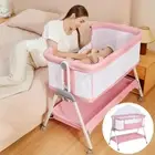 Baby Bassinet, Bedside Sleeper with 5 Adjustable Height, Mosquito net, carry bag